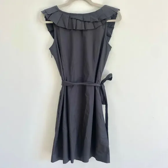 J Crew Ruffle Sleeveless Dress Business Casual Charcoal Grey 2 - Picture 4 of 6